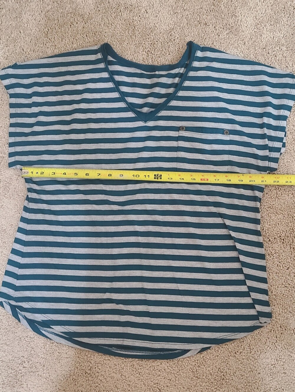 Striped T - teal & gray